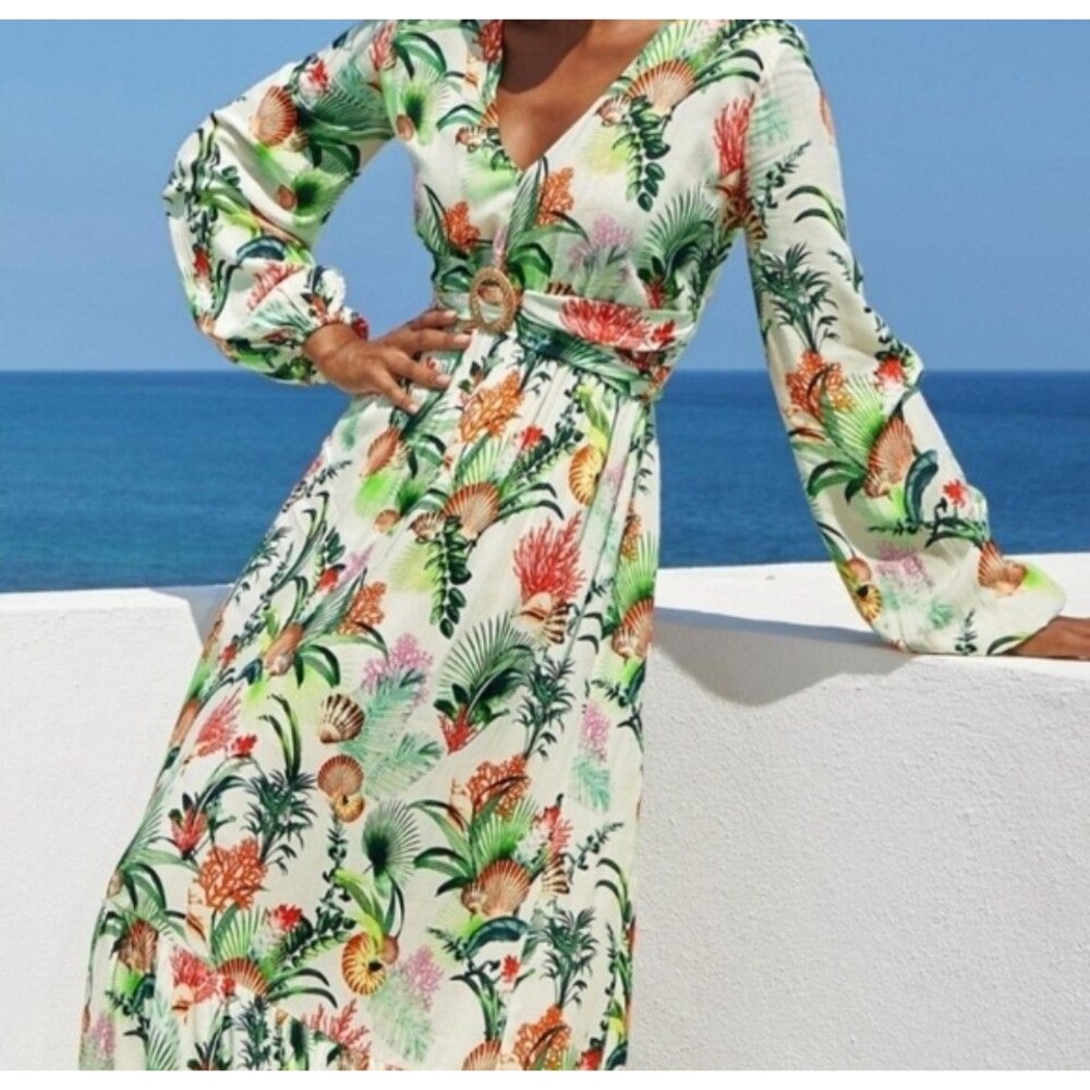 Boston Proper Sea Life Tropical Maxi Dress